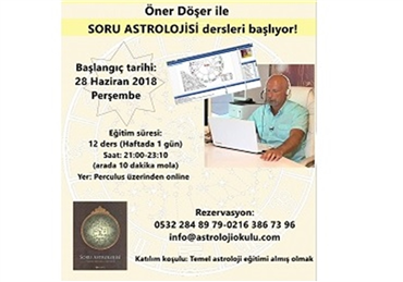 (Türkçe) Öner Döşer ile SORU ASTROLOJİSİ dersleri başlıyor! (ONLINE)