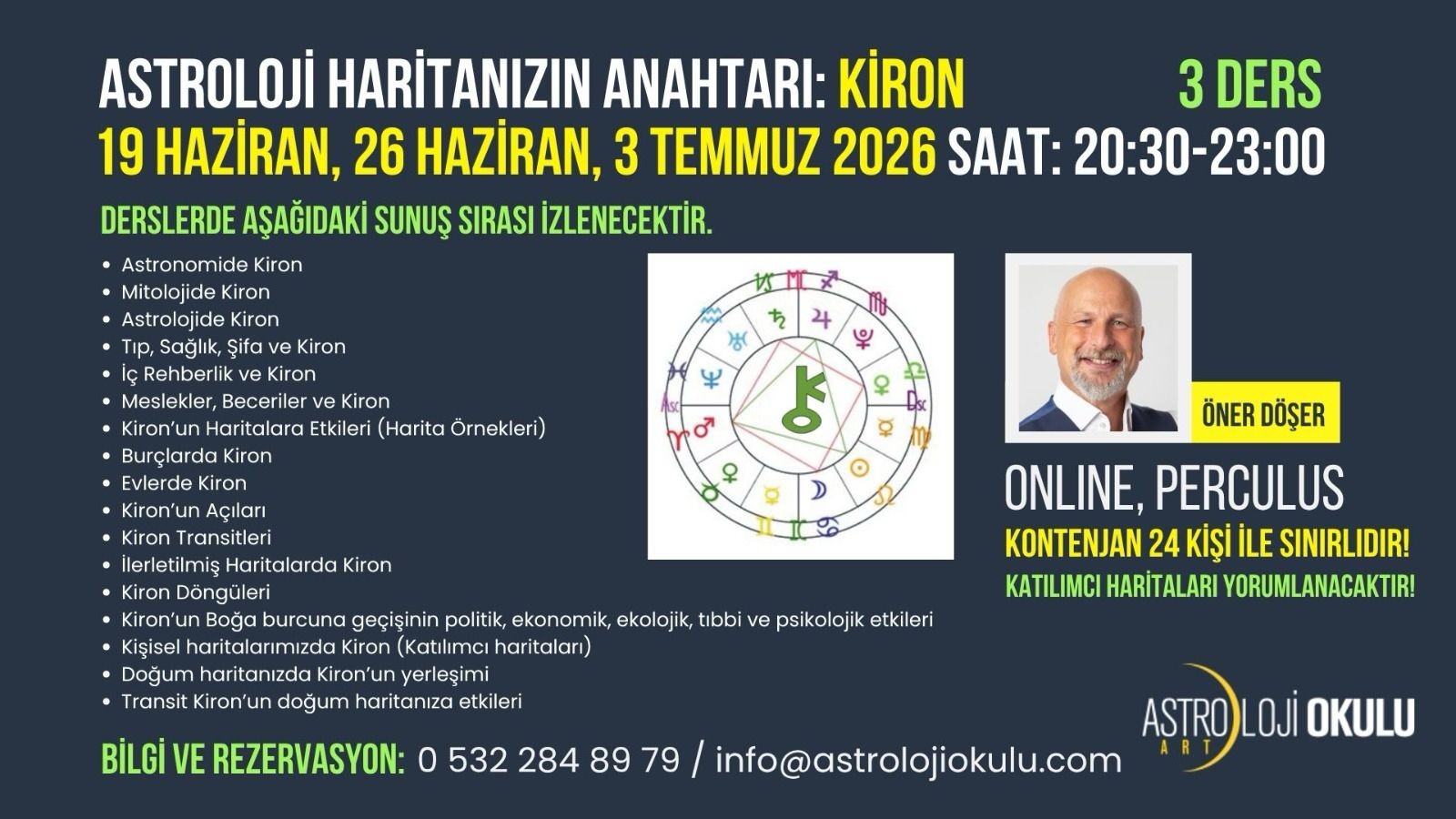 (Türkçe) Astroloji Haritanızın Anahtarı: Kiron  ÖNER DÖŞER ile 3 derslik özel atölye çalışması