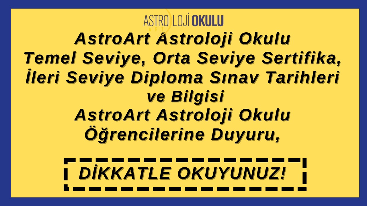 AstroArt Astroloji Okulu – Temel Seviye, Orta Seviye Sertifika, İleri Seviye Diploma Sınav Bilgisi
