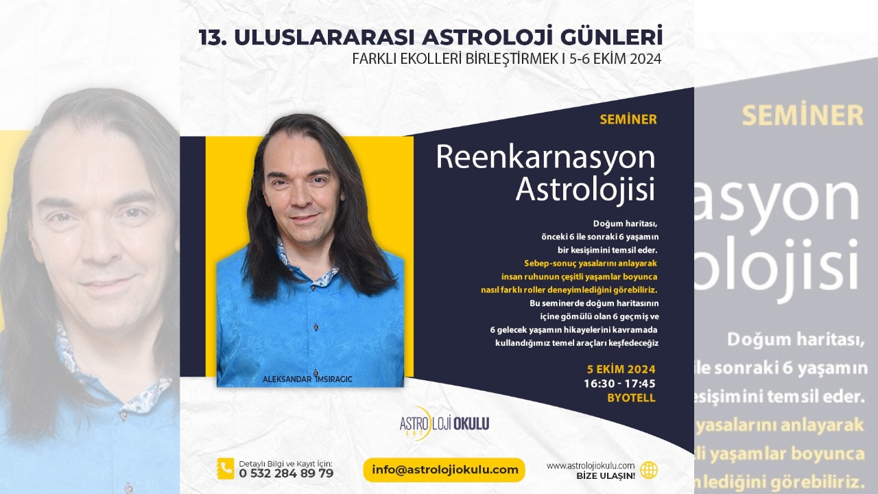 (Türkçe) Aleksandar Imsiragic – Reenkarnasyon Astrolojisi 13. ULUSLARARASI ASTROLOJİ GÜNLERİ – 5 Ekim 2024, Kozyatağı– BYOTELL