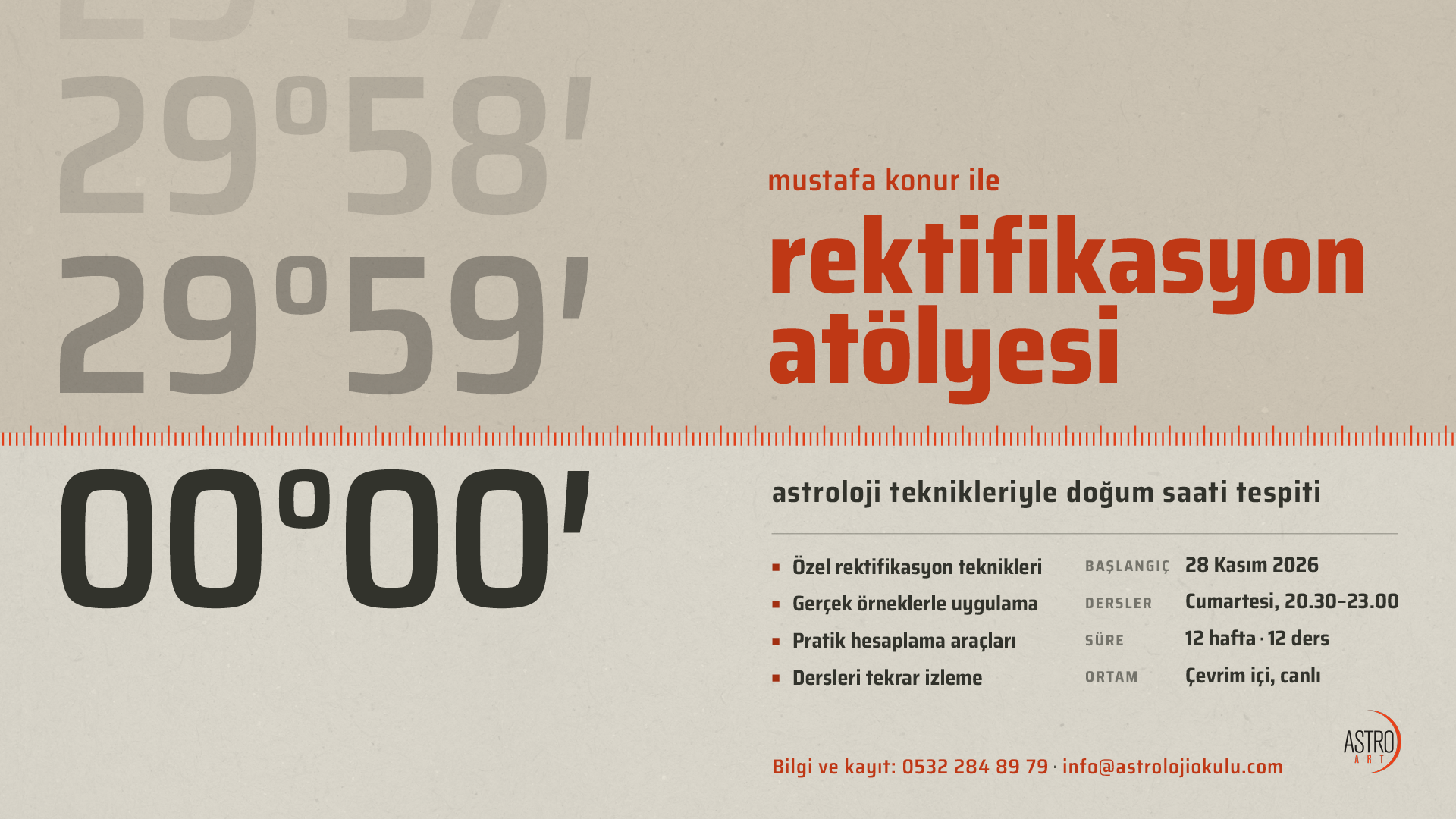 Rektifikasyon Atölyesi 28 Kasım 2026 Cumartesi başlıyor!